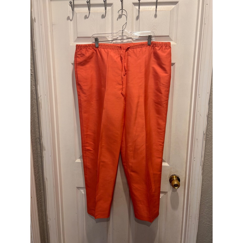 Mureli Womens Pink 100% Silk Tapered Pants‎ Elastic Drawstring Waist Lined L